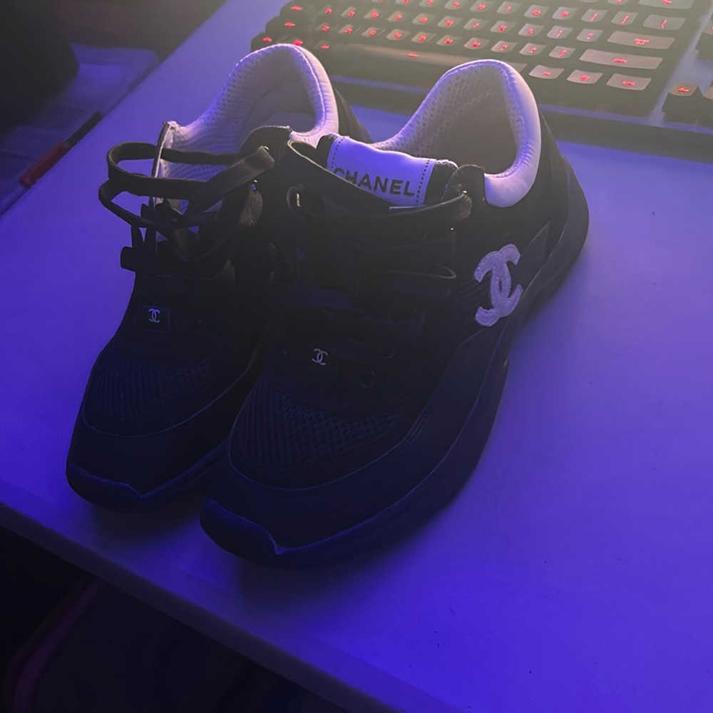 chanel sneakers , size 7 , black and white
